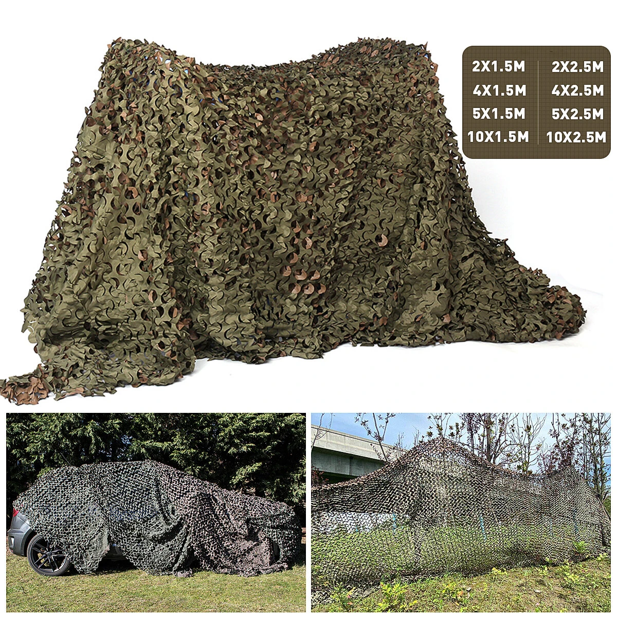 (image for) Multi-size Camo Net Quick Dry Waterproof Camouflage Netting Reversible Green/Brown For Hunting/Shooting